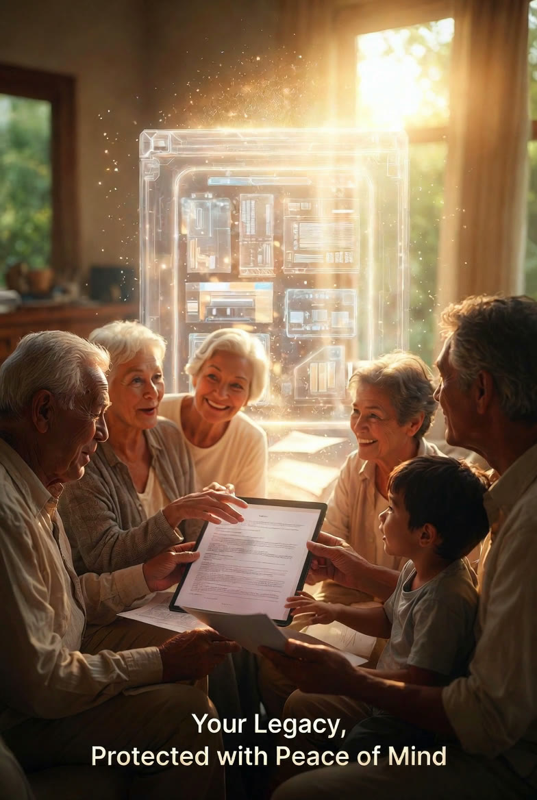 Multi-generational family protected by a holographic Legacy Vault
