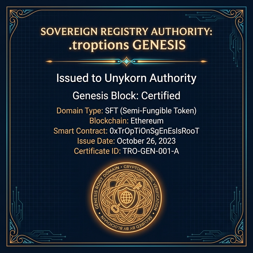 .troptions Genesis Certificate